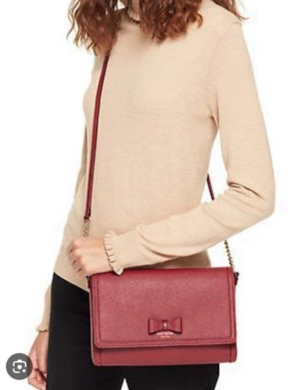 Kate Spade, NWOT, Women's, Crossbody Bag with Bow Detail, Color Burgundy